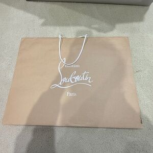 New Authentic Large Louboutin Tan Gift Paper Shopping Bags w/Red Interior